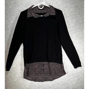 Adriana Pappel Womens Blouse Sweater Small Black Casual Party Work Mixed Media